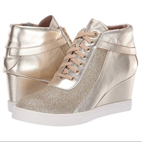 gold wedge sneaker